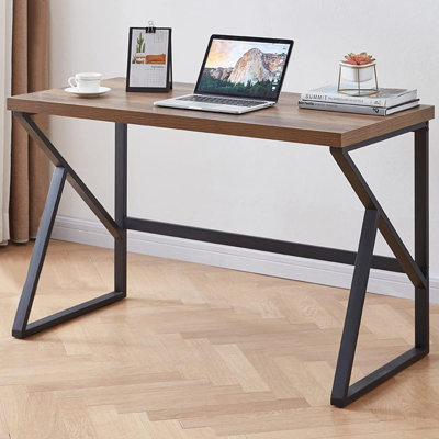 Red Barrel Studio Farmhouse Computer Desk Modern Industrial Home Office Desk Wood Metal Study Writing Table Sturdy Gaming Desk Vintage Oak 54 Inch Wayfair